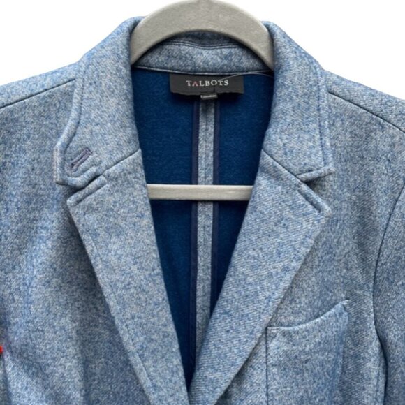 Talbots Womens Blue Heather Wool Blend Equestrian 3 Button Blazer Jacket Plus 14 - Picture 2 of 16